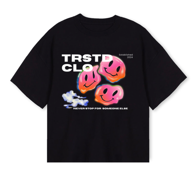 TRSTDCLOSPB Black Oversized Boxy Tee.