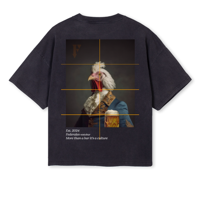 FEDERALES Vintage Black Oversized Boxy Tee.