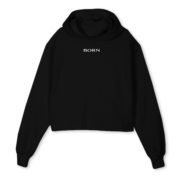 WOMANGODDESSLOGO Black Cropped Hoodie.