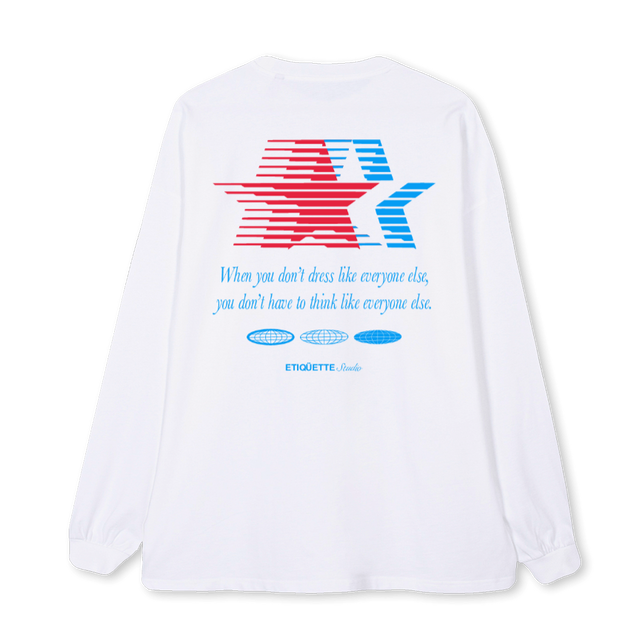 ETIQUETTEOLYMPIC White Oversized LS Tee.