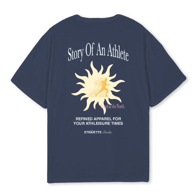 ETIQUETTERUNNERCLUB Navy Blue Oversized Tee.