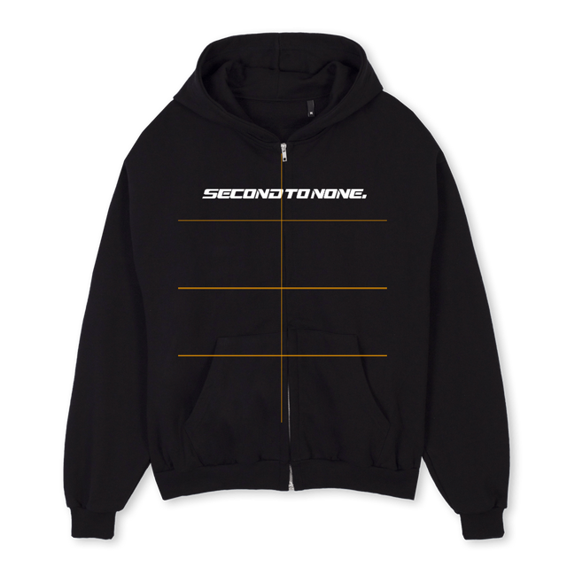 STNZUHDBLK Black Oversized Zipped Hoodie.