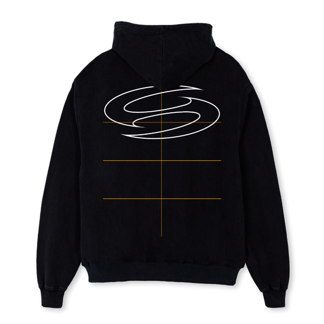 STNZUHDBLK Black Oversized Zipped Hoodie.