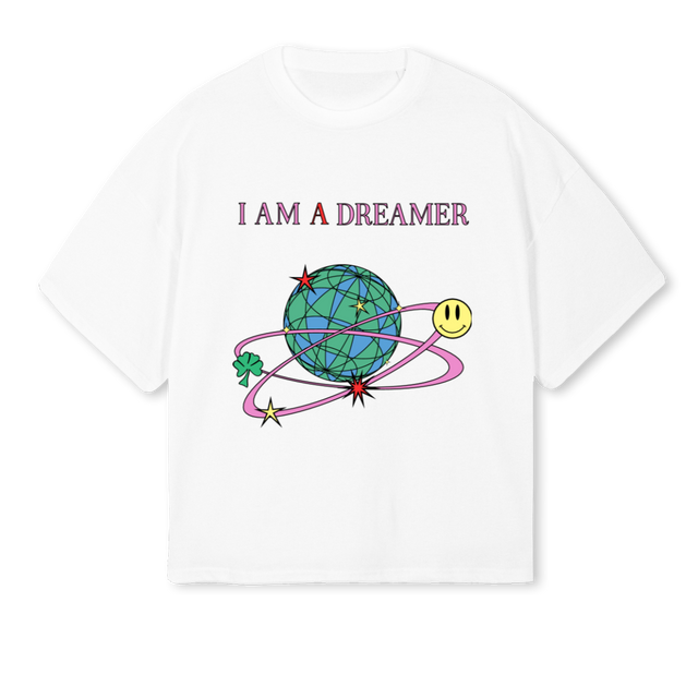 DREAMERWHITE White Oversized Boxy Tee.