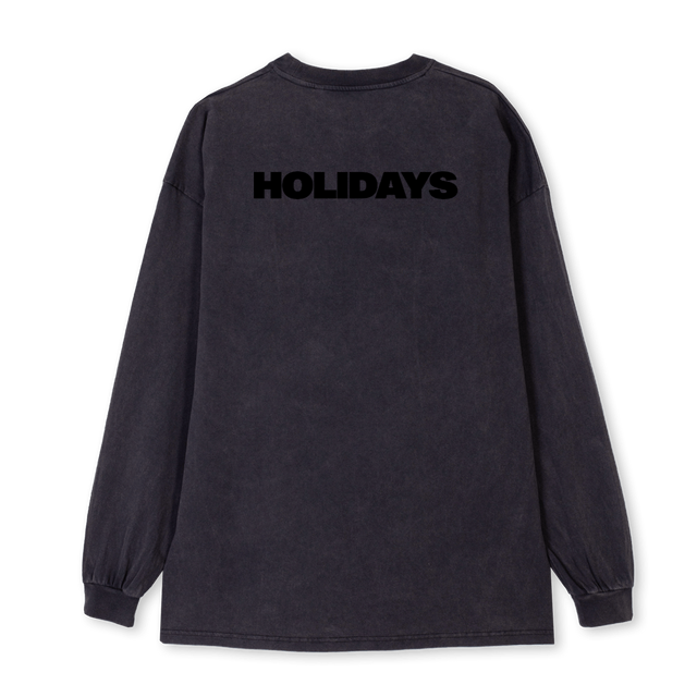 HOLISWEATS Vintage Black Oversized LS Tee.
