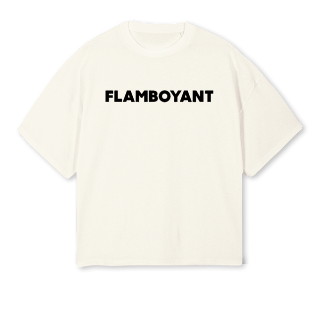 FLAMBOYANT Cream Oversized Boxy Tee.