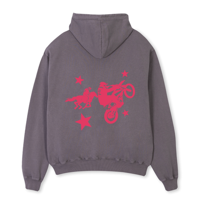 MOTOROSAHOODIE Pigment Grey Oversized Hoodie.