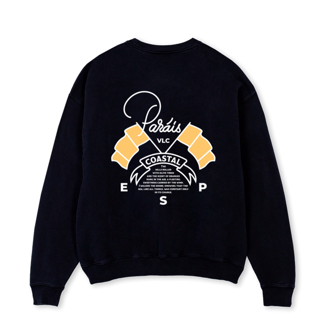 FLAGS Black Oversized Crewneck Sweater.