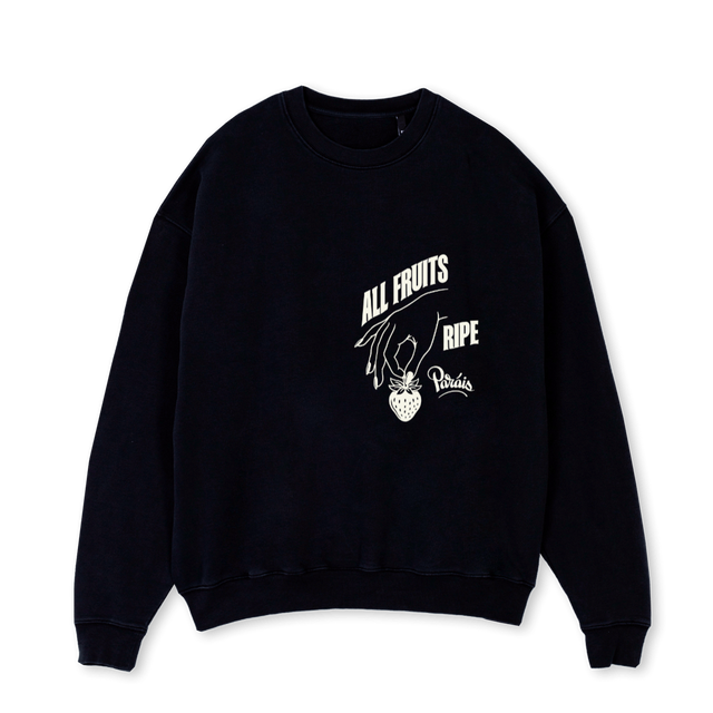 RIPESWEAT Black Oversized Crewneck Sweater.