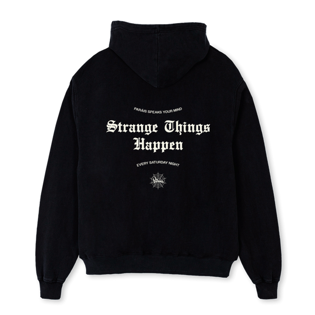 STRANGEHOOD Black Oversized Hoodie.