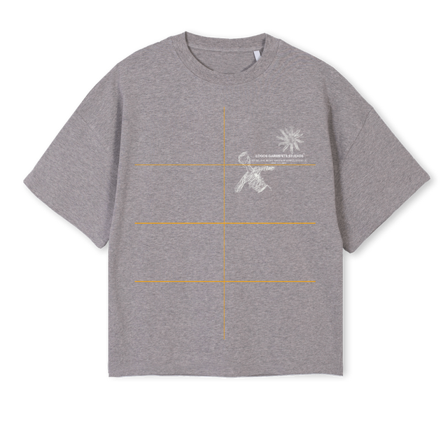 SUNMAN Grey Marl Oversized Boxy Tee.