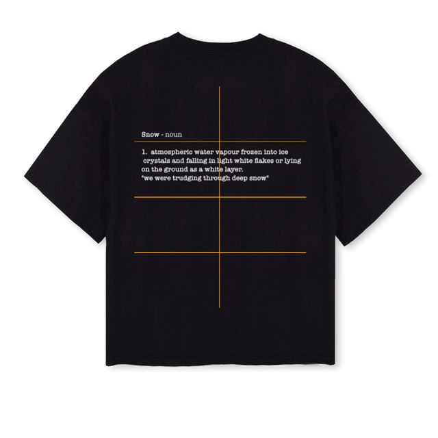 WHITEONBLACKSNO Black Oversized Boxy Tee.