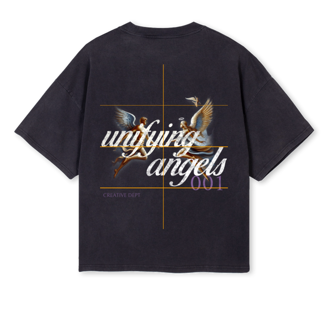 UNIFYINGANGELS Vintage Black Oversized Boxy Tee.