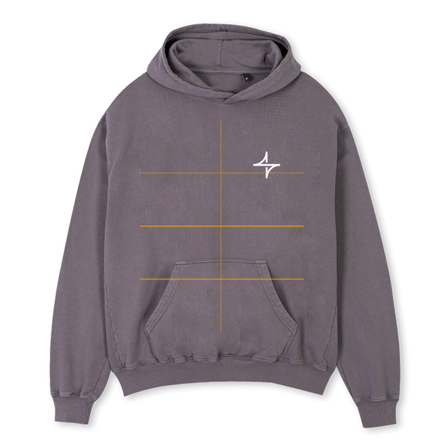 HOODIEVDEUXGREY Pigment Grey Oversized Hoodie.