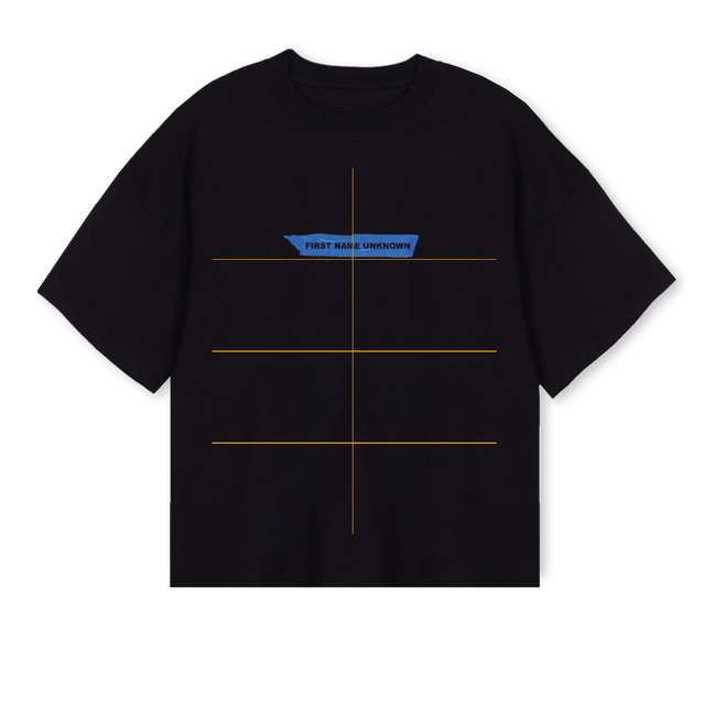 FNUPRINTTAPE Black Oversized Boxy Tee.