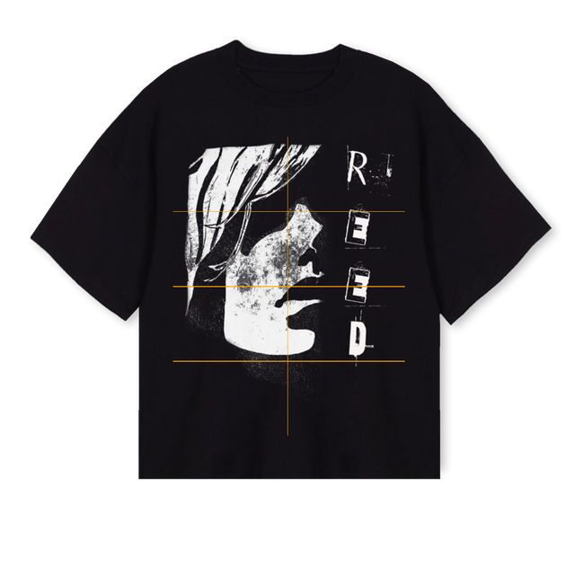 REEDFACETEE Black Oversized Boxy Tee.