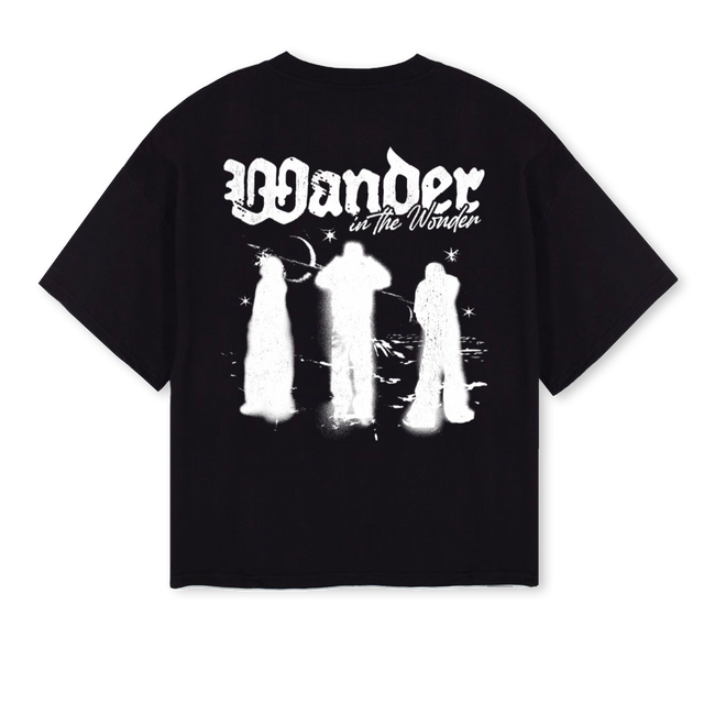 WANDER Black Oversized Boxy Tee.