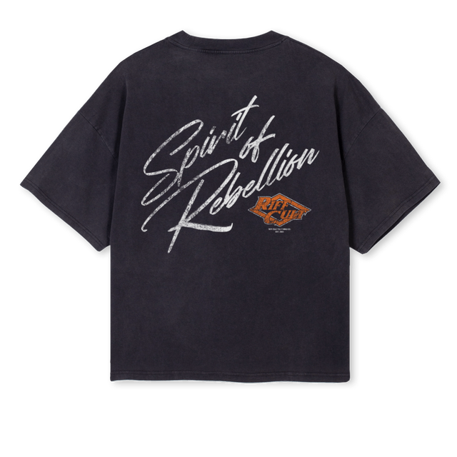 SPIRITOFREBELLION Vintage Black Oversized Boxy Tee.