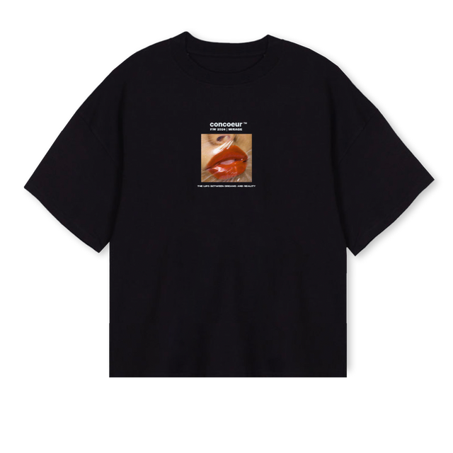 MIRAGESHIRTBLACK Black Oversized Boxy Tee.