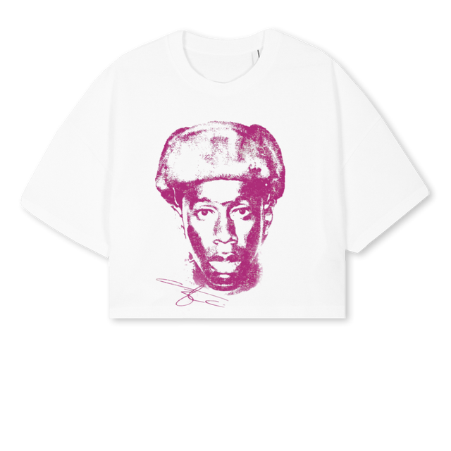 SAOP White Cropped Oversized Tee.