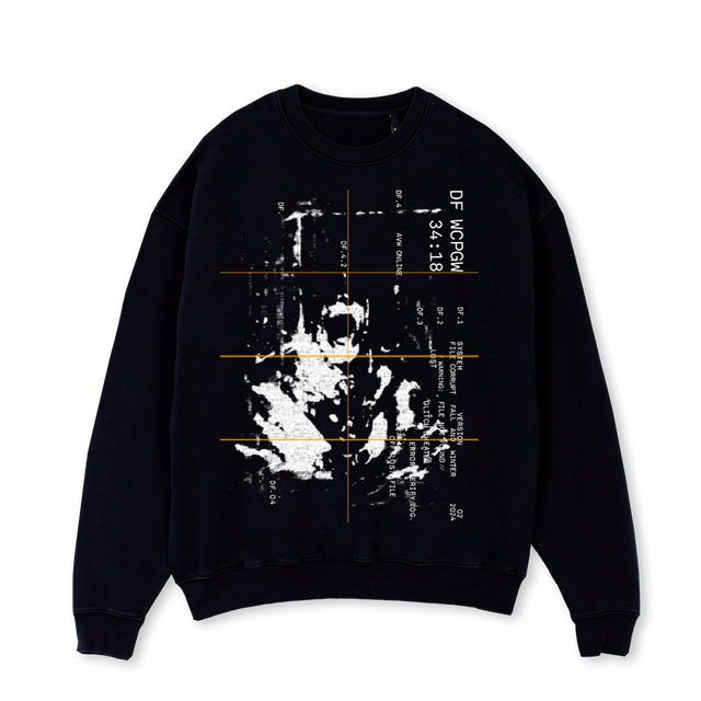 GLITCH Black Oversized Crewneck Sweater.