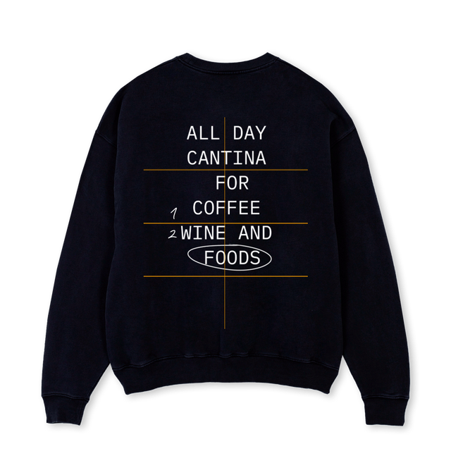 WATTSCREW Black Oversized Crewneck Sweater.