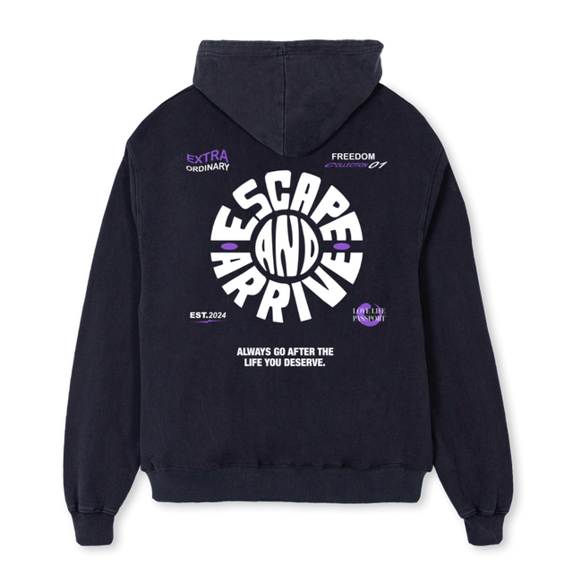 EAHOODIESEP  Vintage Black Oversized Hoodie.