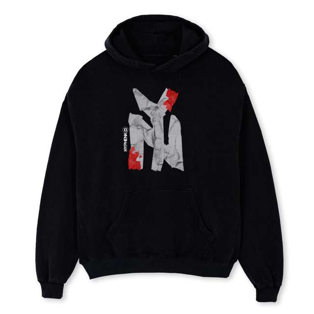 HYPHENK Black Oversized Hoodie.