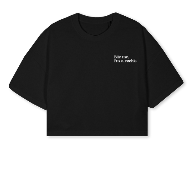 DOHBITE Black Cropped Oversized Tee.