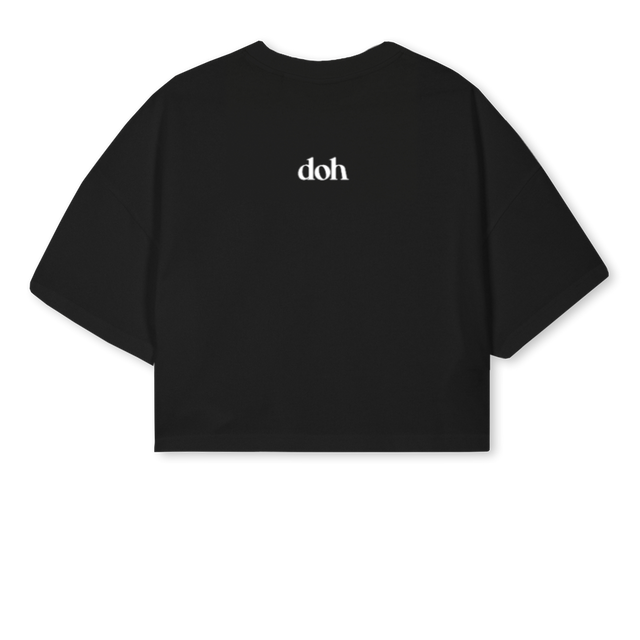 DOHBITE Black Cropped Oversized Tee.