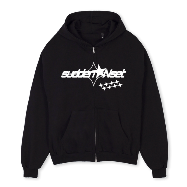 NYC Black Oversized Zipped Hoodie.