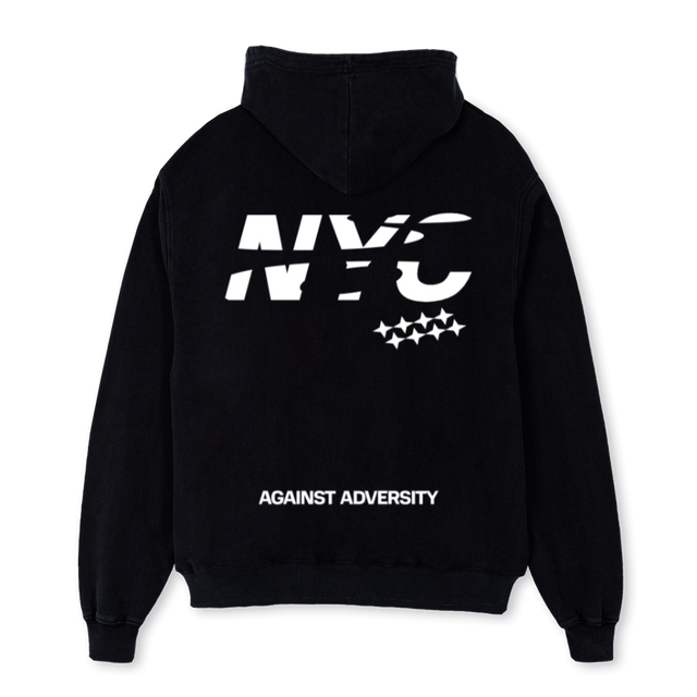 NYC Black Oversized Zipped Hoodie.