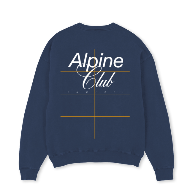 ALPINECLUBPRINTONE Navy Blue Oversized Crewneck Sweater.