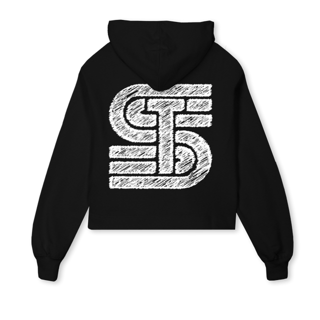 WINTERFEMALE Black Cropped Hoodie.