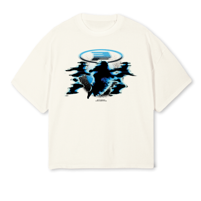 SAMPLERUNBLUE Cream Oversized Boxy Tee.