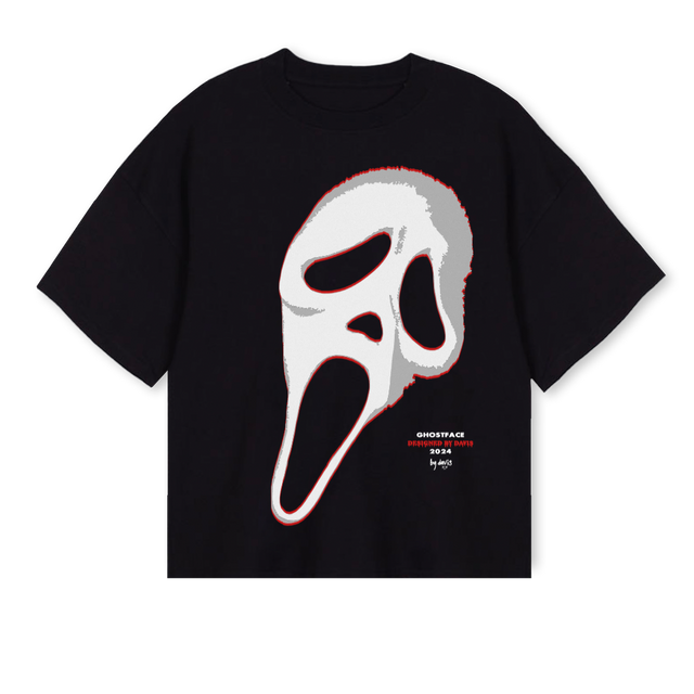 GHOSFACE Black Oversized Boxy Tee.