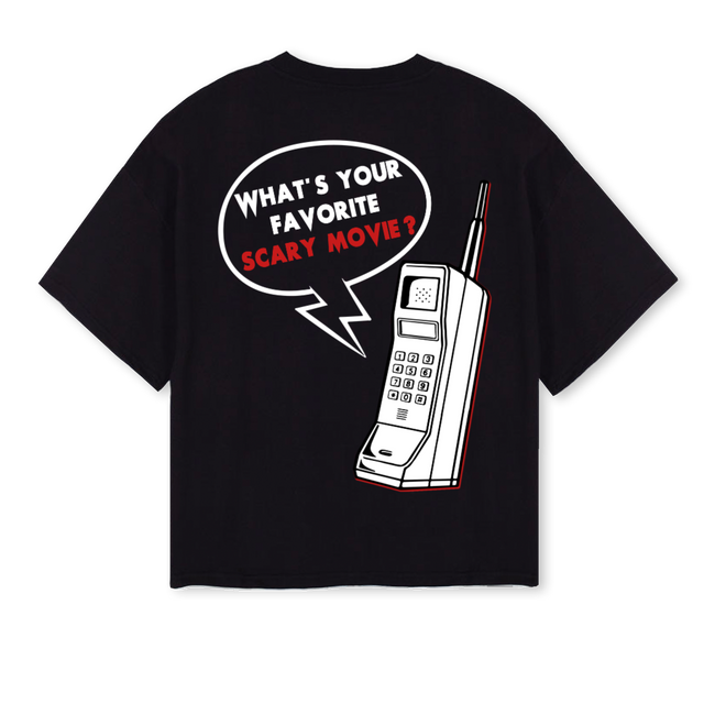GHOSFACE Black Oversized Boxy Tee.