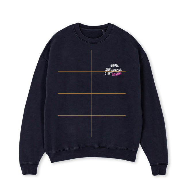 STOPTHINKINGBUFU Vintage Black Oversized Crewneck Sweater.