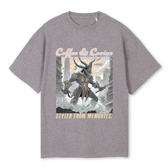 SAMURAIONE Grey Marl Oversized Tee.