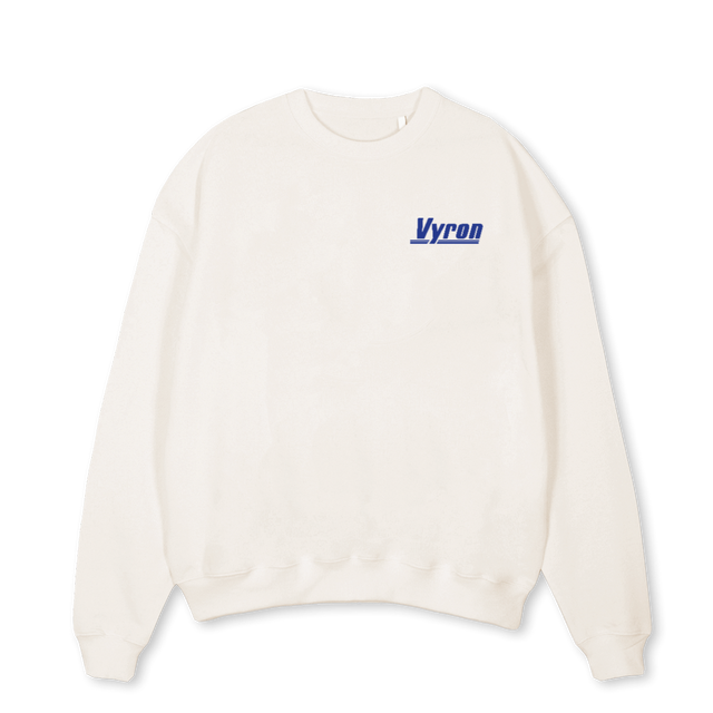 VYRONBLUETWO Vintage White Oversized Crewneck Sweater.