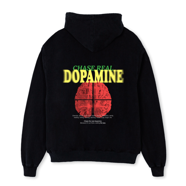 REALDOPAMINE Black Oversized Hoodie.