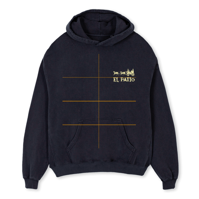 CALMACHAVALBLACKHOOD Vintage Black Oversized Hoodie.