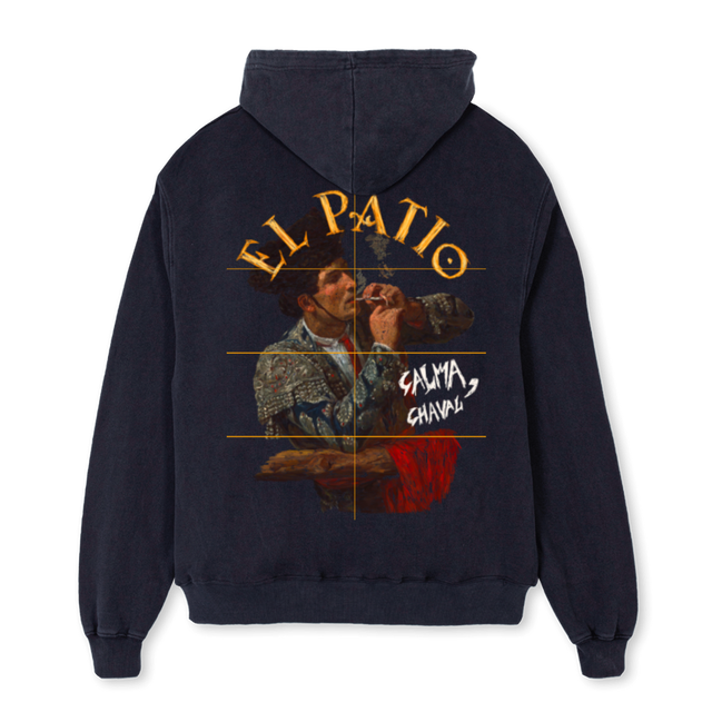 CALMACHAVALBLACKHOOD Vintage Black Oversized Hoodie.