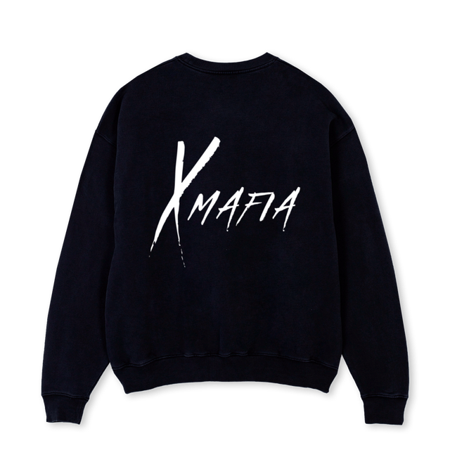 XM KP CN  Black Oversized Crewneck Sweater.