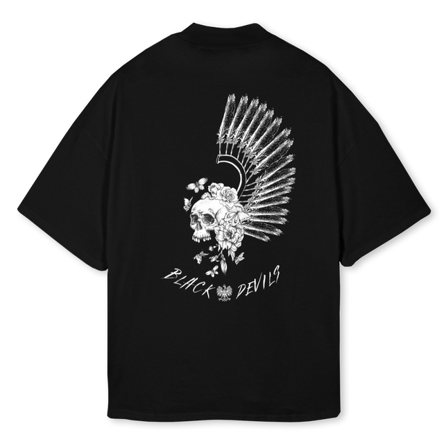 KONRAD POSBERG  Black Oversized Mock Neck Tee.