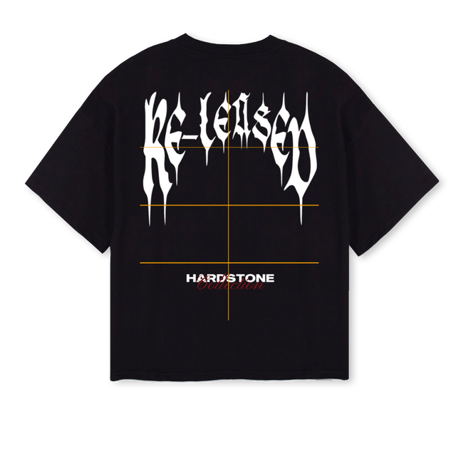 HRDSTNE  Black Oversized Boxy Tee.