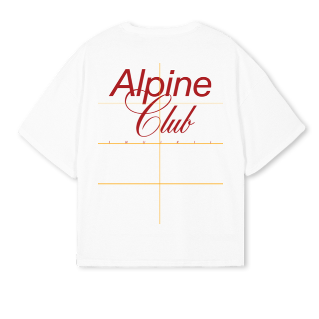 ALPINECLUBTSHIRTRED White Oversized Boxy Tee.