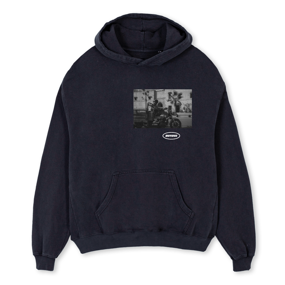MOTIVUS PHOTO Vintage Black Oversized Hoodie. – WATC STUDIO