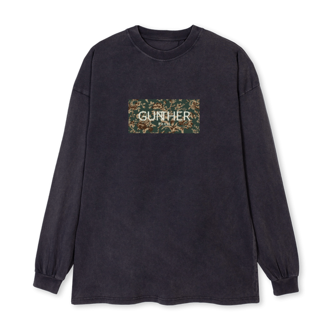 TSHIRTBOXLOGO Vintage Black Oversized LS Tee.