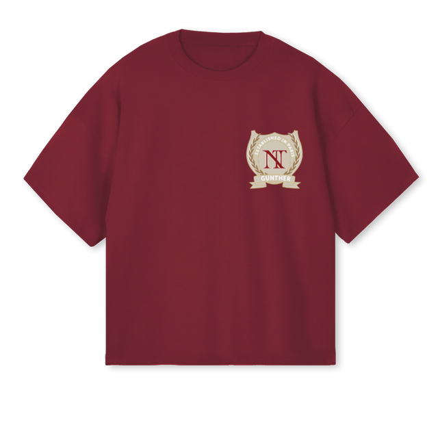 TSHIRTECUSSONBRIT Burgundy Oversized Boxy Tee.